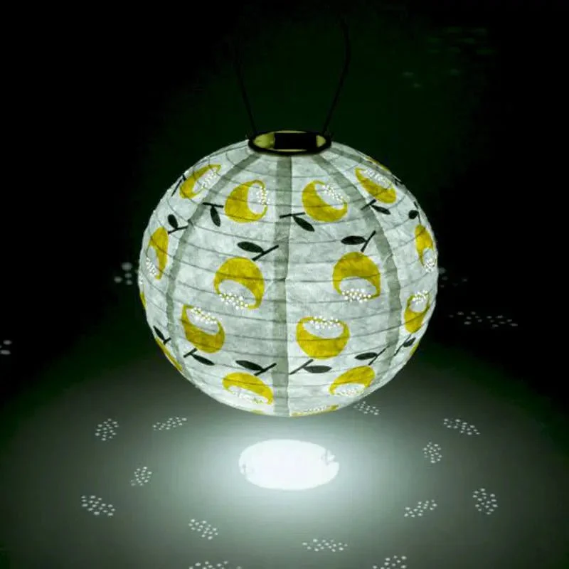 Allsop Soji 12" Round Solar Lantern with Lemon Poppy Print - Image 3