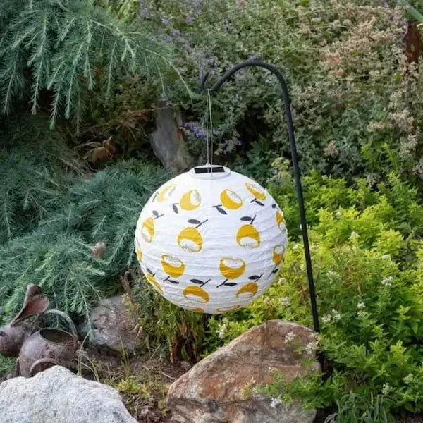Allsop Soji 12" Round Solar Lantern with Lemon Poppy Print - Image 4