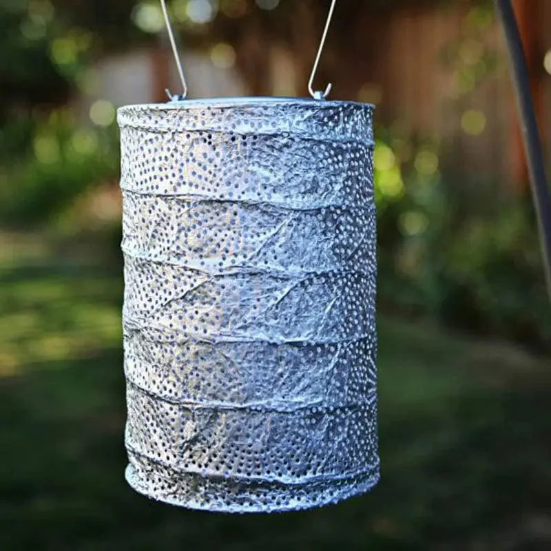 Allsop Soji Stella 7.5" Cylinder Solar Lantern in Silver - Image 3