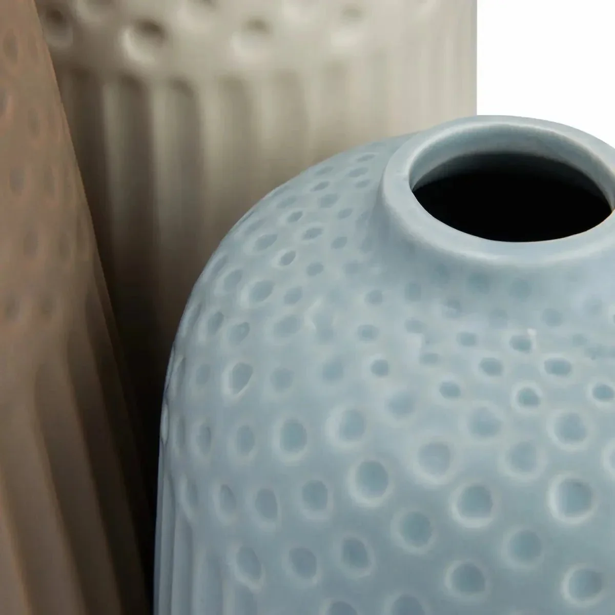 Debossed Stoneware Vases with Matte Glaze - Image 3