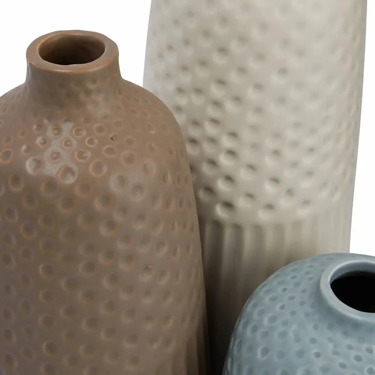 Debossed Stoneware Vases with Matte Glaze - Image 4