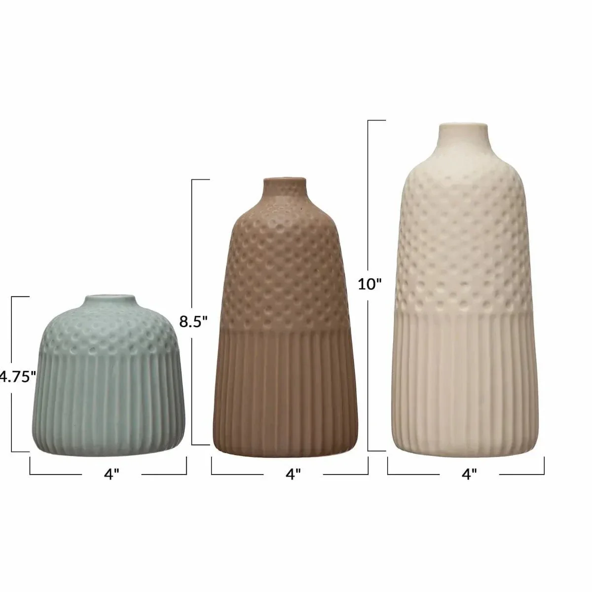 Debossed Stoneware Vases with Matte Glaze - Image 6