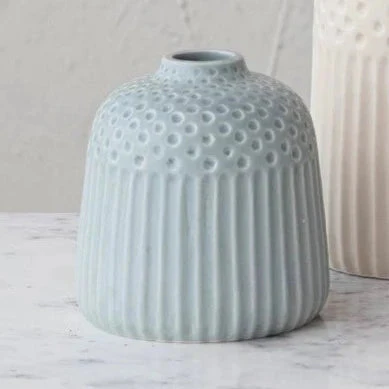 Debossed Stoneware Vases with Matte Glaze - Image 7