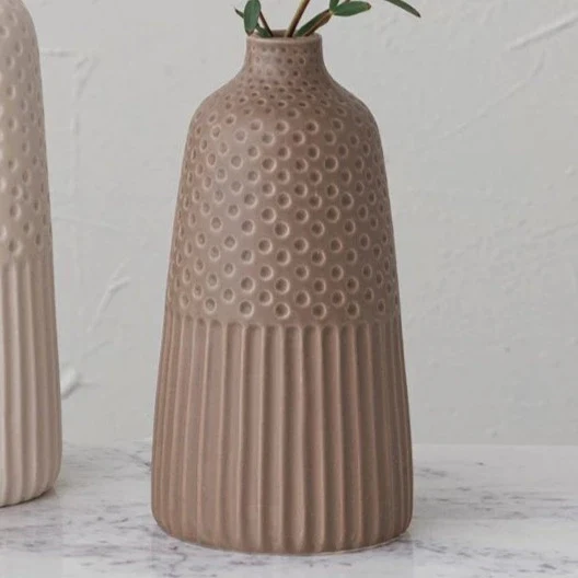 Debossed Stoneware Vases with Matte Glaze - Image 8