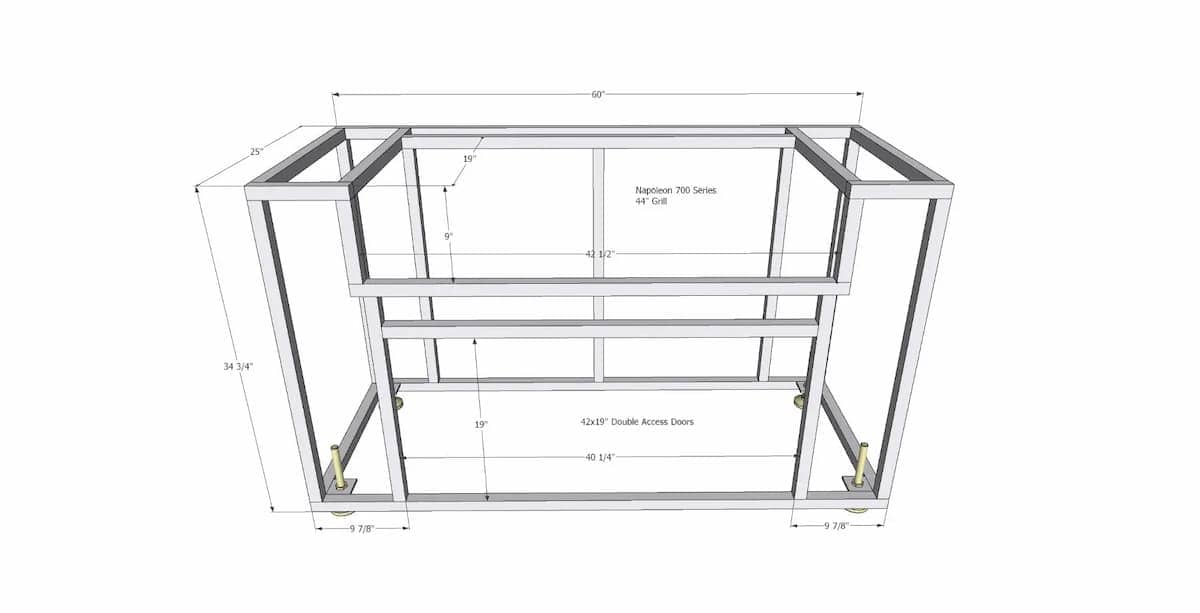 Napoleon BIG44 700-Series Gas BBQ Grill Island with 42x19 Double Access Doors - Image 3