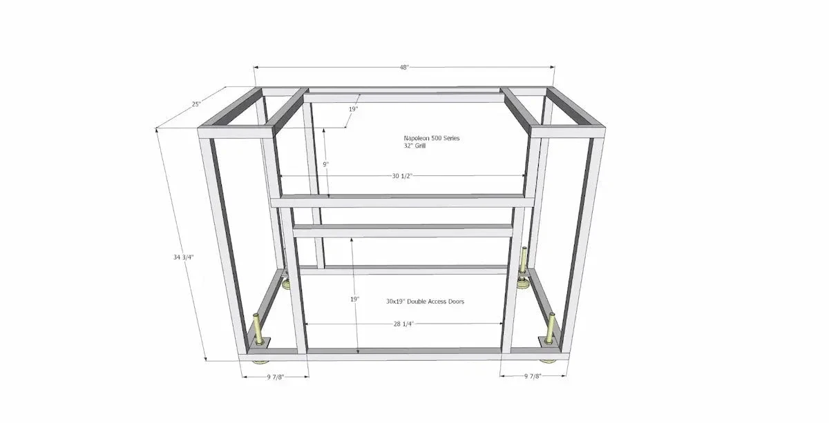 Napoleon BI32 500-Series Gas BBQ Grill Island with 30x19 Double Access Doors - Image 3