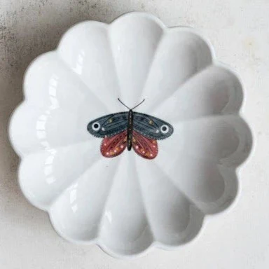 Stoneware Fluted Dish with Insect - Image 5